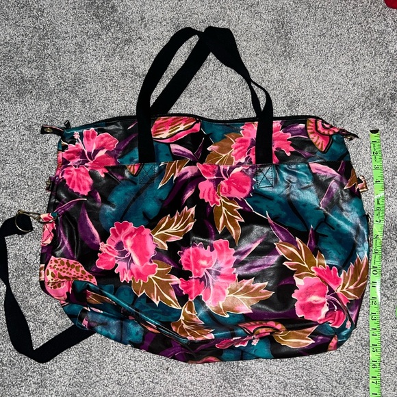 Vintage retro floral travel duffle bag - Picture 2 of 6